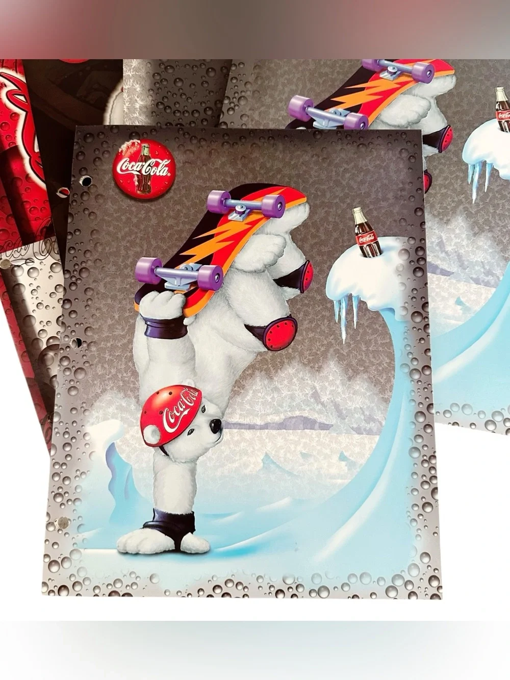 Coca-Cola Polar Bear Vintage 90s School Notebook Folders Lot of (5)